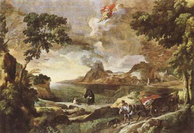 DUGHET, Gaspard Landscape with St Augustine and the Mystery of the Trinity (mk08) France oil painting art